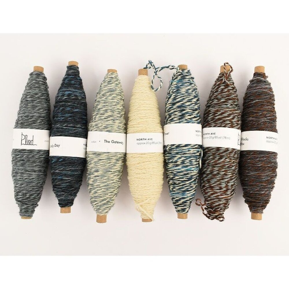 Plied Yarns Set Of 7 North Ave Bobbins Non Superwash Wool Multicolor Handspun